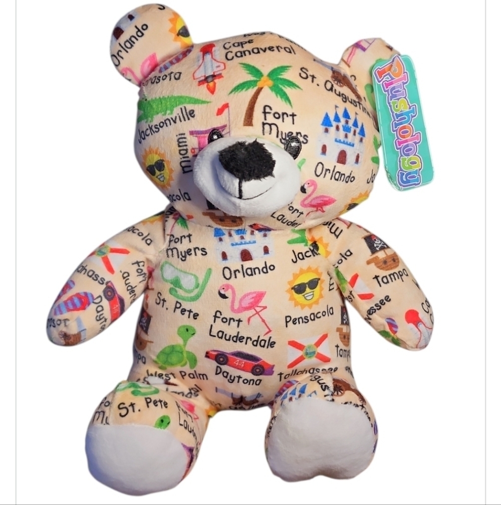 NWT Plushology 9" Teddy Bear Florida Cities & Icons Souvenir Animal Plush 2022 - Picture 7 of 11